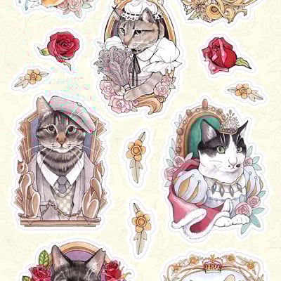 "fancy cats" sticker sheet
