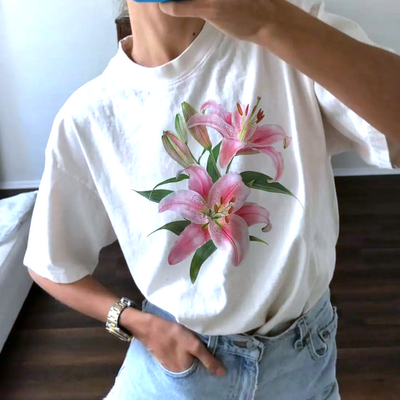 *free shipping*lily flowers tee