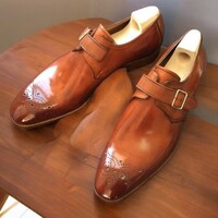 Elegant Men's Brown Genuine Leather Decent Monk Shoes - Thumbnail 1
