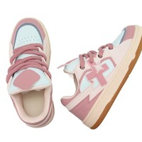 Pink Crisscross Color Block Skater Sneakers - Thumbnail 2