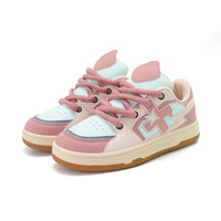Pink Crisscross Color Block Skater Sneakers - Thumbnail 1
