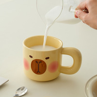 Cute Capybara Ceramic Milk Mug With Peach Lid  - Thumbnail 2