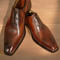 New Handmade Brown Lace Up Wedding Shoes - Thumbnail 1