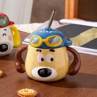 Funny Dog Ceramic Cup With Lid - Thumbnail 3