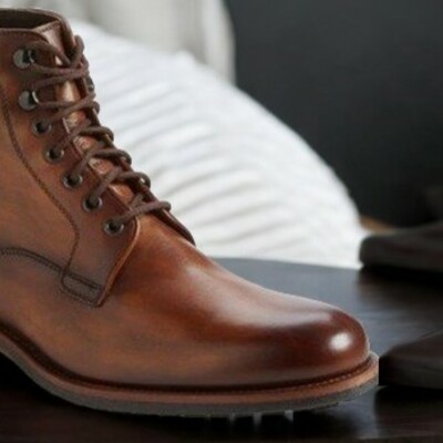 Brown traveling dress lace up boot handmade edition for men's 7-13 - Thumbnail 1
