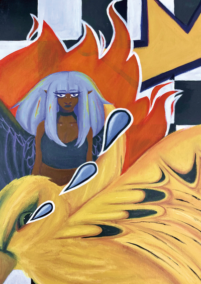 Original Character - Coal Mine and Canary A4 Print