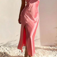 Casual Pink Strap Sleeveless Slit Dress - Thumbnail 2