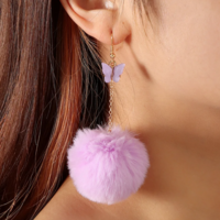 POM POM BUTTERFLY EARRINGS - Thumbnail 1