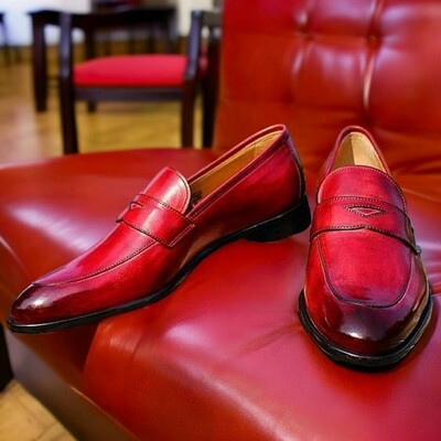 Adult choice best red berry genuine leather moccasin shoes