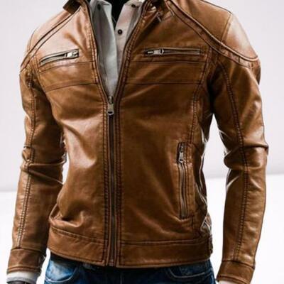 New handmade men's real lamb-skin leather designer jacket