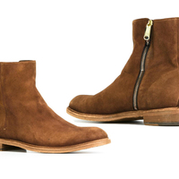 NEW Handmade New Mens Brown Suede Fashion boot, Men Side Zipper Ankle High Heel - Thumbnail 4