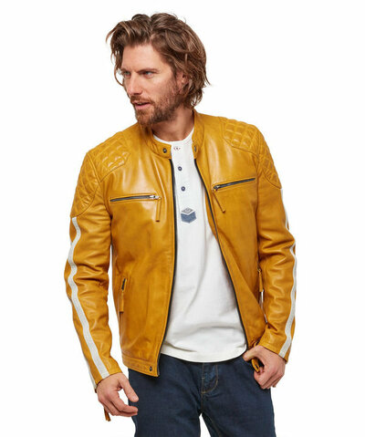 Handmade Mens Road Racer Biker Leather Jacket