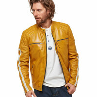 Handmade Mens Road Racer Biker Leather Jacket - Thumbnail 1