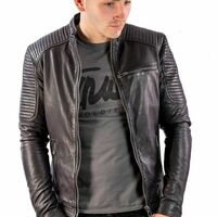 Men Jacket 100% Genuine Lambskin Leather Handmade Biker Motorcycle - Thumbnail 1