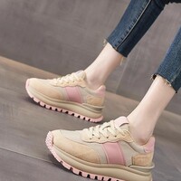 Retro Color Block Lace Up Running Sneakers - Thumbnail 3