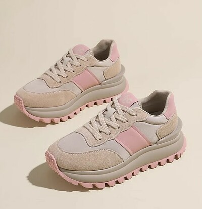 Retro Color Block Lace Up Running Sneakers