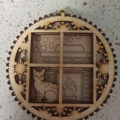 #238 layered cat ornament