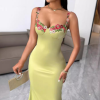 Elegant Solid Color Slim Embroidery Splicing Dress - Thumbnail 1