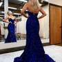 Dark blue Mermaid Sweetheart Neck Sequins Prom Dress-1