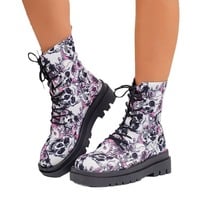 New 3D printed skull lace-up Martin boots - Thumbnail 1