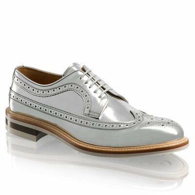 Oxford wing tip brogue toe white formal dress handmade leather lace up shoes