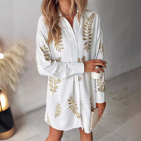Women'S Fashion Embroidered Leaf Casual Dress - Thumbnail 2