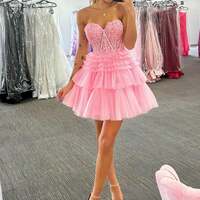 Sweetheart Lace A-Line  Short Homecoming Dress - Thumbnail 6