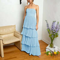 Emerald Green Strapless Ruffle Multi-Layer Long Prom Dress - Thumbnail 2