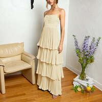 Emerald Green Strapless Ruffle Multi-Layer Long Prom Dress - Thumbnail 5