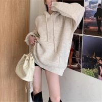Tassel hooded soft waxy sweater - Thumbnail 2