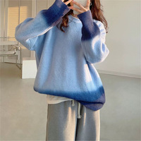 Gradient color round neck pullover sweater - Thumbnail 3