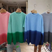 Gradient color round neck pullover sweater - Thumbnail 6