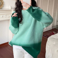 Gradient color round neck pullover sweater - Thumbnail 5
