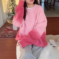 Gradient color round neck pullover sweater - Thumbnail 1