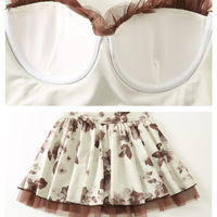 Khaki Floral Print Swimming Dress - Thumbnail 5