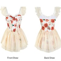 Vintage Fairy Tail Floral Print Swim Dress - Thumbnail 5