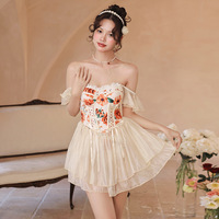 Vintage Fairy Tail Floral Print Swim Dress - Thumbnail 2