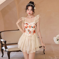 Vintage Fairy Tail Floral Print Swim Dress - Thumbnail 1