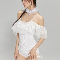 Fairy White Ruffle Swim Dress - Thumbnail 4