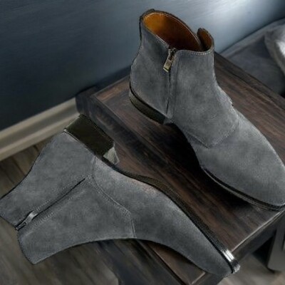 New edition gray suede buckle boot for summers season handmade ready