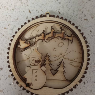#240 snowman 3 layer ornament - Thumbnail 5