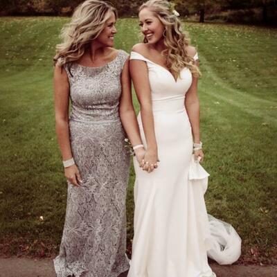 Champagne mother dresses simple lace wedding guest mother of the bride /groom formal dress