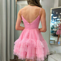 Short A-Line Sparkling Spaghetti strap Homecoming Dress - Thumbnail 1