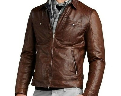 Men Designer Handmade 100% Genuine Leather Jacket