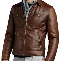 Men Designer Handmade 100% Genuine Leather Jacket - Thumbnail 1
