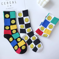*Free Shipping*SMILEY FACE CHECKERED SOCKS - Thumbnail 1