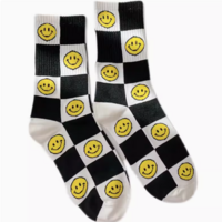 *Free Shipping*SMILEY FACE CHECKERED SOCKS - Thumbnail 3