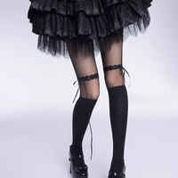 Angelcore ribbon stockings-effect tights - Thumbnail 3