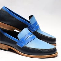 Crafted Leather Classic Tri Tone Color Leather Moccasin Shoes Men Loafers Dress Shoes - Thumbnail 1