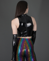 Intrigue Crop Top - Shiny Black - Thumbnail 3